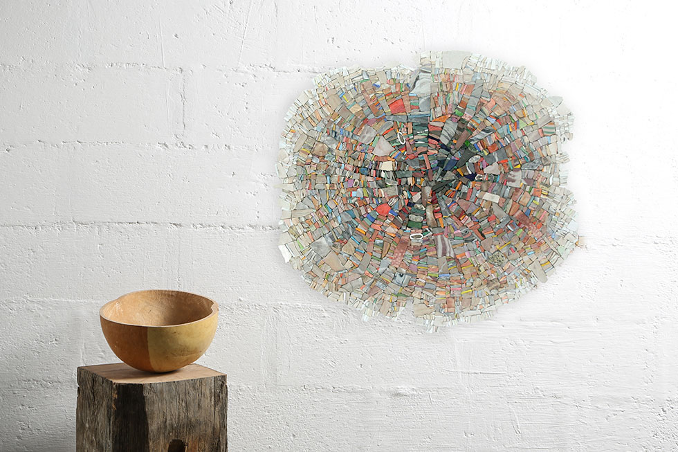 Mosaïque de Marie-Laure Besson inspirée d'une coupe d'arbre