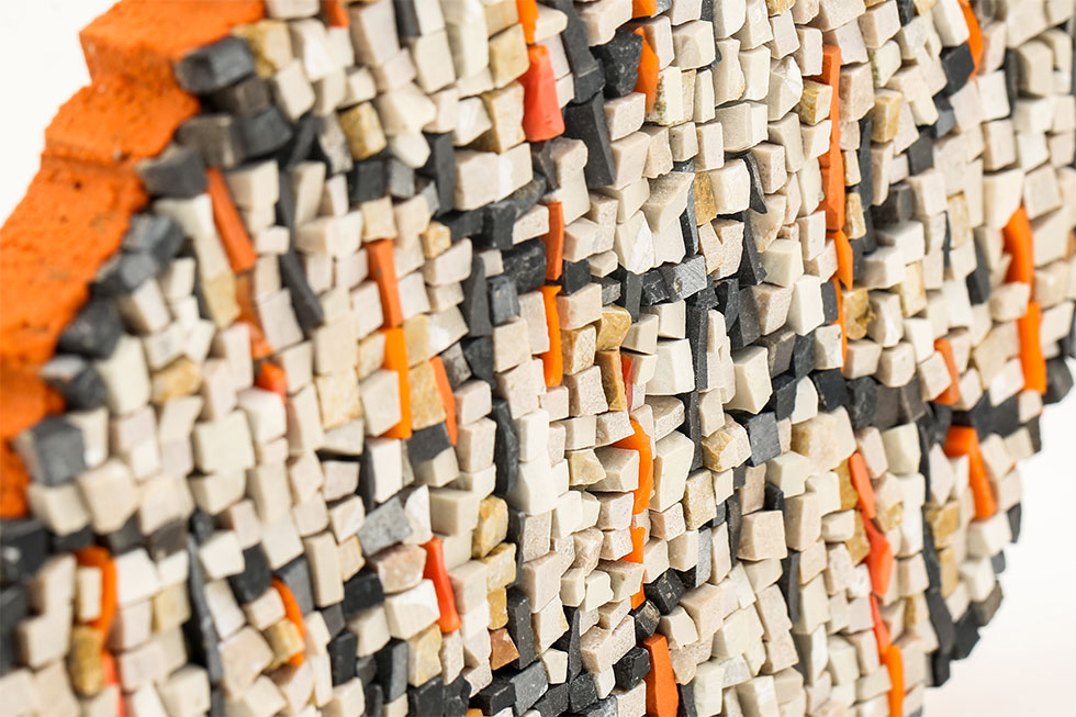 détail d'une mosaïque imitant le tissu, atelier emaaa