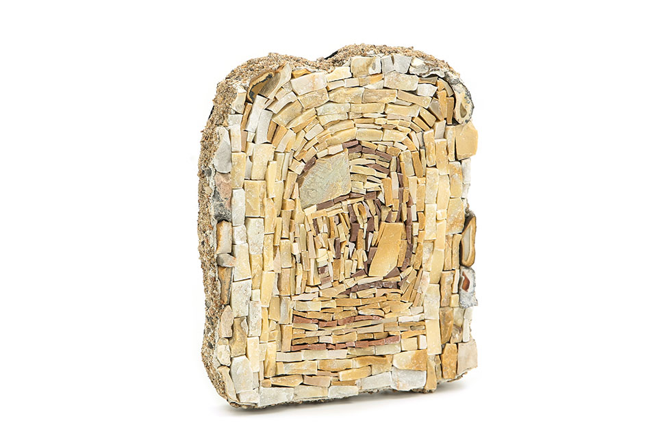 Interprétation en mosaïque d’une pierre semi-précieuse en marbre jaune de Sienne