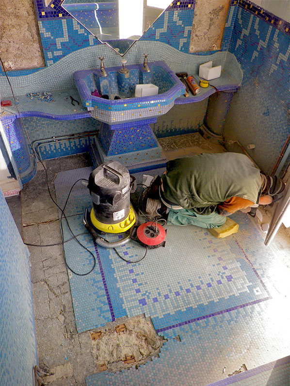 damaged mosaic getting removed