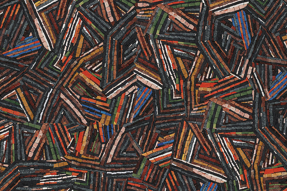 mosaïque de grès très colorés et de marbre