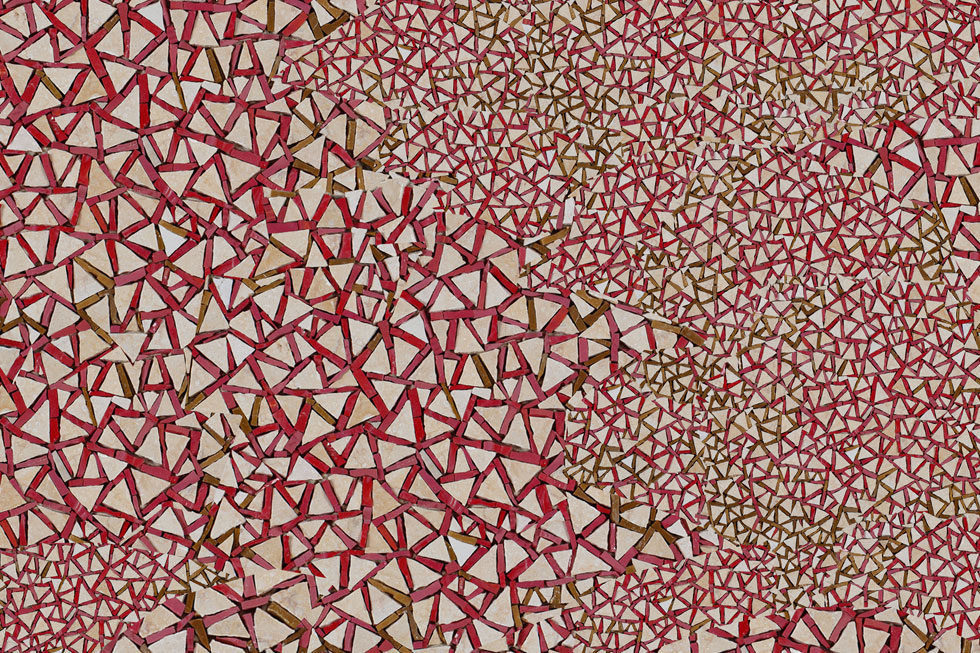variation des formats de tesselles pour cette mosaïque de salle de bain
