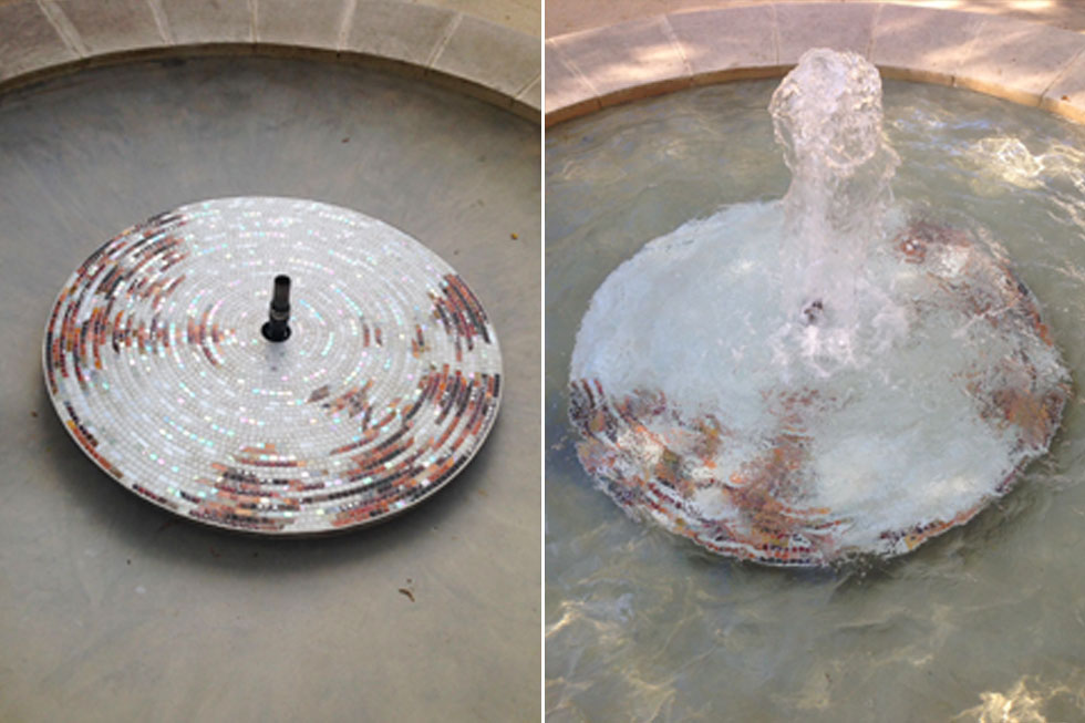 fontaine en mosaïque, place de l'église à blanquefort