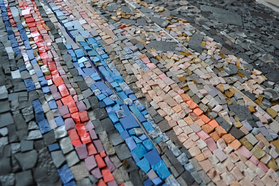 detail mosaique en marbre, pate de verre et litovi